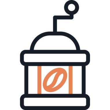 Kahve Öğütücü Çizgisi Simgesi, Basit Tasarımlı Vektör İllüzyonu