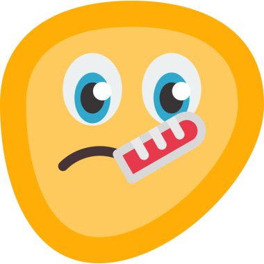 Termometre Düz Simgesiyle Yüz, Basit Tasarımlı Vektör ResimleriComment