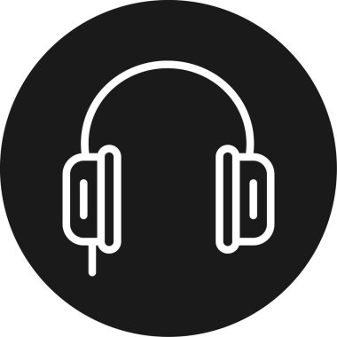 Müzik Dinleme Satırı Çemberi BG Simgesi, Basit Tasarımlı Vektör Resimleri