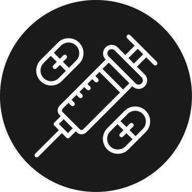 Şırınga Çizgisi Çemberi BG Simgesi, Basit Tasarımlı Vektör Resimleri