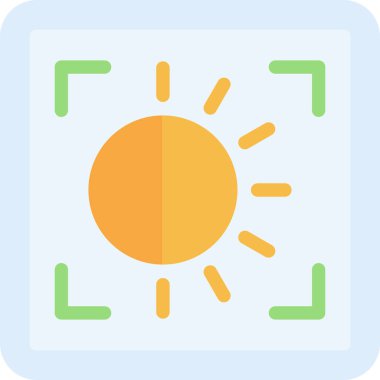 Kamera Parlaklığı Düz Simgesi, Basit Tasarımlı Vektör İllüstrasyonu