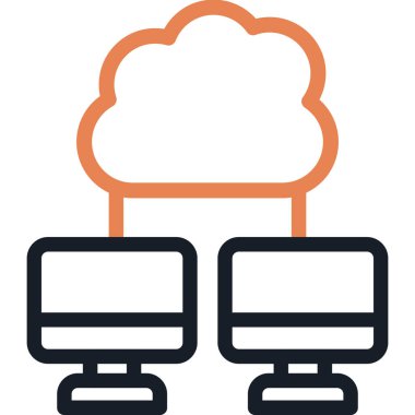 Bulut Hesaplama Model Satırı Simgesi, Basit Tasarımlı Vektör Resimleri