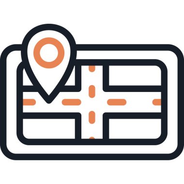 Araba GPS Satırı Simgesi, Basit Tasarımlı Vektör Resimleri