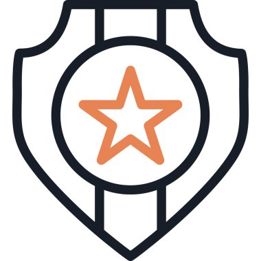 Güvenlik Rozeti Çizgisi Simgesi, Basit Tasarımlı Vektör Resimleri