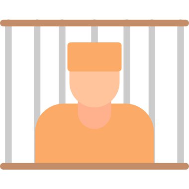 Cezaevi Cümlesi Düz Simgesi, Basit Tasarımlı Vektör İllüzyonu