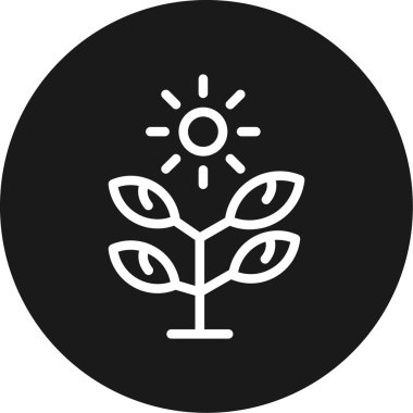 Fotosentez Çizgisi Çemberi BG Simgesi, Basit Tasarımlı Vektör Resimleri