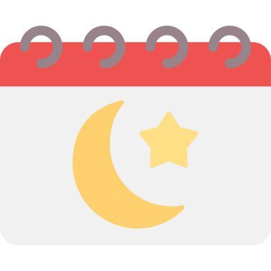 İslami Takvim Düz Simgesi, Basit Tasarımlı Vektör Resimleri