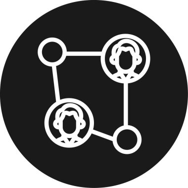 Arkadaşlık Ağı Çizgisi Çemberi BG Simgesi, Basit Tasarımlı Vektör Resimleri