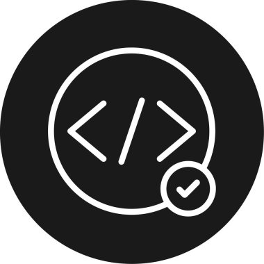 Kod Başarı Satırı Çemberi BG Simgesi, Basit Tasarımlı Vektör Resimleri