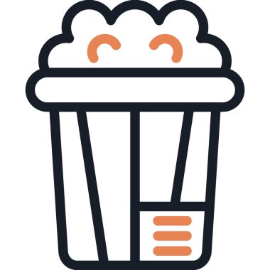 Patlamış Mısır Çizgisi Simgesi, Basit Tasarımlı Vektör Resimleri