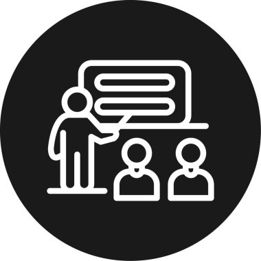 Öğretmen ve Öğrenci Satırı Çemberi BG Simgesi, Basit Tasarımlı Vektör Resimleri