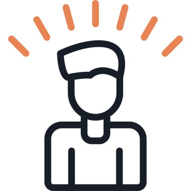 Özgüven İnşa Çizgisi Simgesi, Basit Tasarımlı Vektör İllüstrasyonu