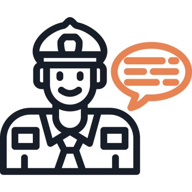 Polis Akademisi Satır Simgesi, Basit Tasarımlı Vektör İllüstrasyonu