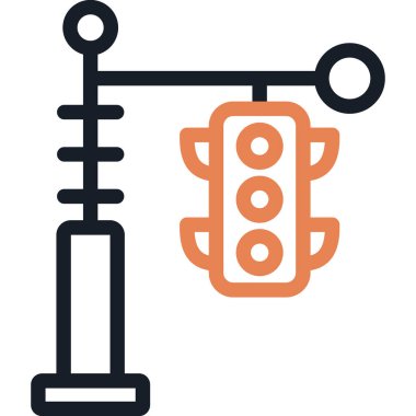 Trafik Işığı Çizgisi Simgesi, Basit Tasarımlı Vektör Resimleri