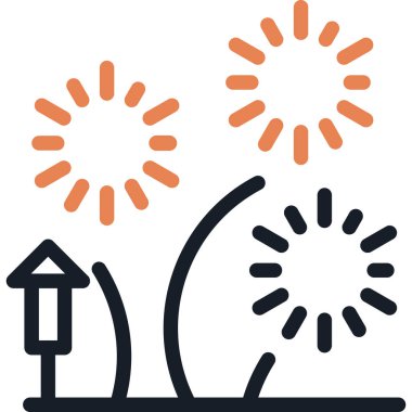 Yeni Yıl Kutlama Çizgisi Simgesi, Basit Tasarımlı Vektör Resimleri