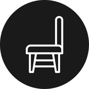 Yemek Sandalyeleri Çizgisi Çemberi BG Simgesi, Basit Tasarımlı Vektör Resimleri