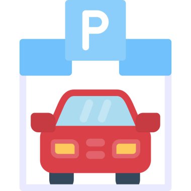 Otopark Düz Simgesi, Basit Tasarımlı Vektör Resimleri