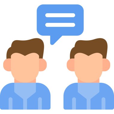 İş İletişim Düz Simgesi, Basit Tasarımlı Vektör İllüstrasyonu