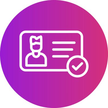 Kimlik Denetimi Satırı Gradyan Çemberi Simgesi, Basit Tasarımlı Vektör Resimleri