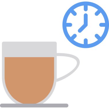 Kahve molası Düz Simgesi, Basit Tasarımlı Vektör Resimleri