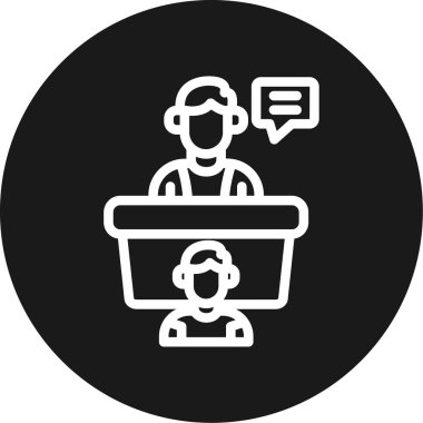 Medya Görüşme Odası Satır Çemberi BG Simgesi, Basit Tasarımlı Vektör Resimleri