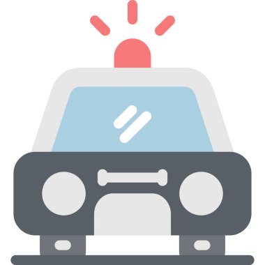 Polis Aracı Düz Simgesi, Basit Tasarımlı Vektör Resimleri