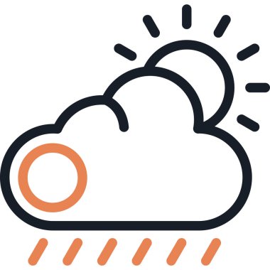 Güneş Işığı ve Bulutlar Çizgisi Simge, Basit Tasarımlı Vektör Resimleri