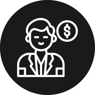 Muhasebeci Satır Çemberi BG Simgesi, Basit Tasarımlı Vektör Resimleri