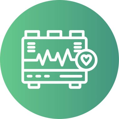 Kardiyoloji Makinesi Çizgisi Gradyan Çemberi Simgesi, Basit Tasarımlı Vektör Resimleri