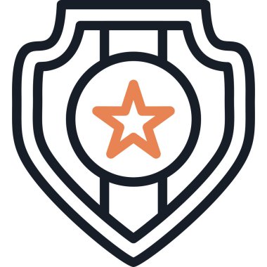 Güvenlik Rozeti Çizgisi Simgesi, Basit Tasarımlı Vektör Resimleri