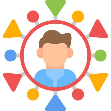 Takım İşbirliği Düz Simgesi, Basit Tasarımlı Vektör İllüstrasyonu