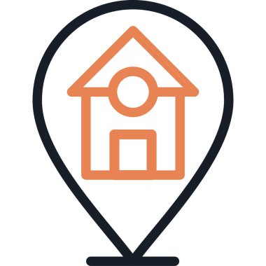 Adres İşaretleyici (Pin) Satır Simgesi, Basit Tasarımlı Vektör Resimleri