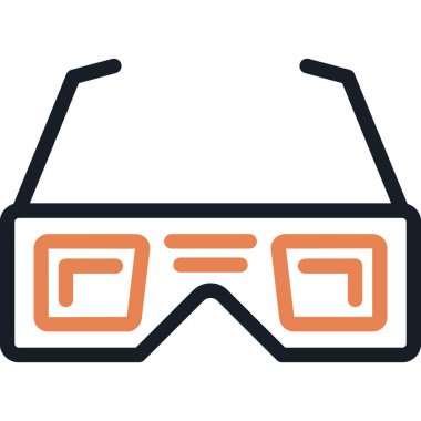 D Gözlük Satırı Simgesi, Basit Tasarımlı Vektör Resimleri