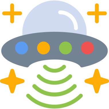 UFO Tarama Düz Simgesi, Basit Tasarımlı Vektör Resimleri