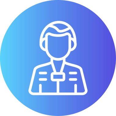 İşçi Çizgisi Gradyan Çemberi Simgesi, Basit Tasarımlı Vektör İllüstrasyonu