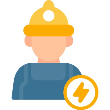 Elektrikçi Düz Simge, Basit Tasarımlı Vektör Resimleri