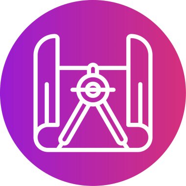 Blueprint Pusula Satırı Gradyan Çemberi Simgesi, Basit Tasarımlı Vektör Resimleri