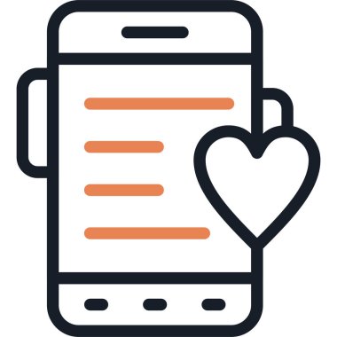 Kalp Simgesi Satırı Simgesi, Basit Tasarımlı Vektör İllüstrasyonu