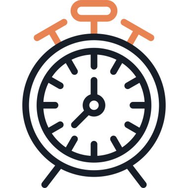 Alarm Saat Çizgisi Ucu Simgesi, Basit Tasarımlı Vektör İllüstrasyonu