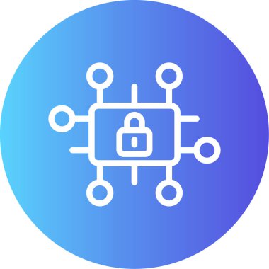 AI güvenlik hattı Gradyan Çemberi Simgesi, Basit Tasarımlı Vektör İllüstrasyonu