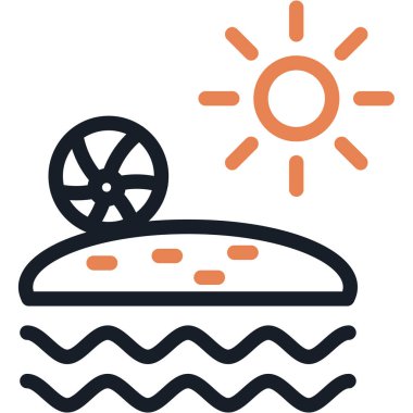 Yaz Eğlencesi Çizgisi Simgesi, Basit Tasarımlı Vektör İllüstrasyonu