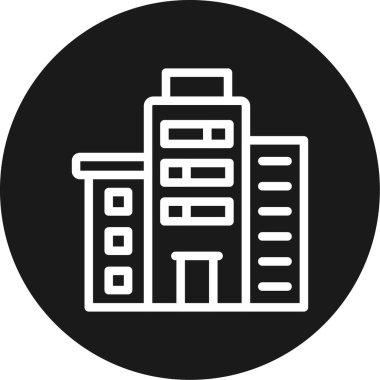 Office Building Line Circle BG Simgesi, Basit Tasarımlı Vektör Resimleri