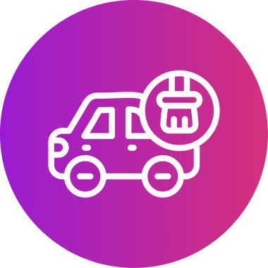 Fırçası ve sabunu olan araba Gradyan Çemberi Simgesi, Basit Tasarımlı Vektör Çizimi