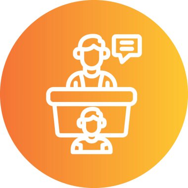 Medya Görüşme Odası Satırı Gradyan Çemberi Simgesi, Basit Tasarımlı Vektör Resimleri