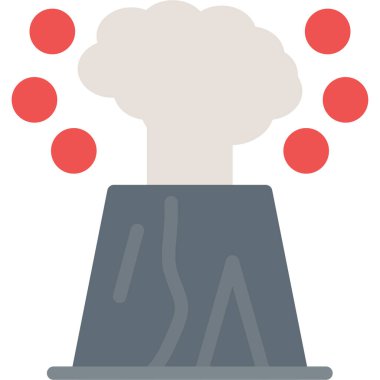 Tarih Öncesi Volkan Düz Simgesi, Basit Tasarımlı Vektör Resimleri