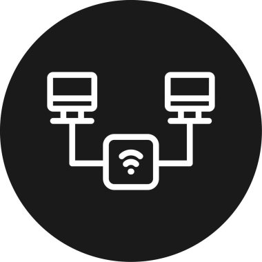 Bağlı Aygıtlar Çizgisi Çemberi BG Simgesi, Basit Tasarımlı Vektör Resimleri