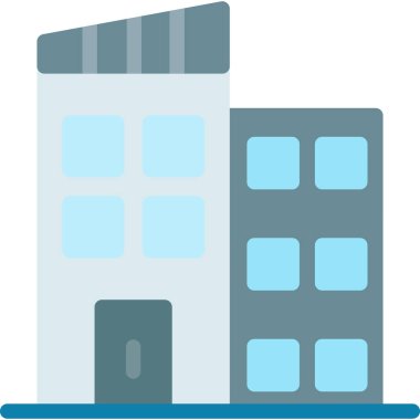 Ofis Binası Düz Simgesi, Basit Tasarımlı Vektör Resimleri