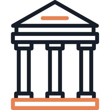 Tarihi Eserler Çizgisi Simgesi, Basit Tasarımlı Vektör İllüstrasyonu