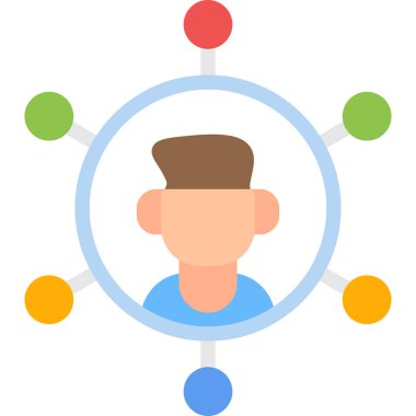 Sosyal Medya Ağı Düz Simgesi, Basit Tasarımlı Vektör İllüstrasyonu