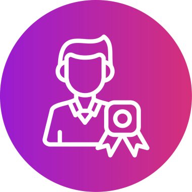 İş Madalyası Çizgisi Gradyan Çemberi Simgesi, Basit Tasarımlı Vektör İllüstrasyonu